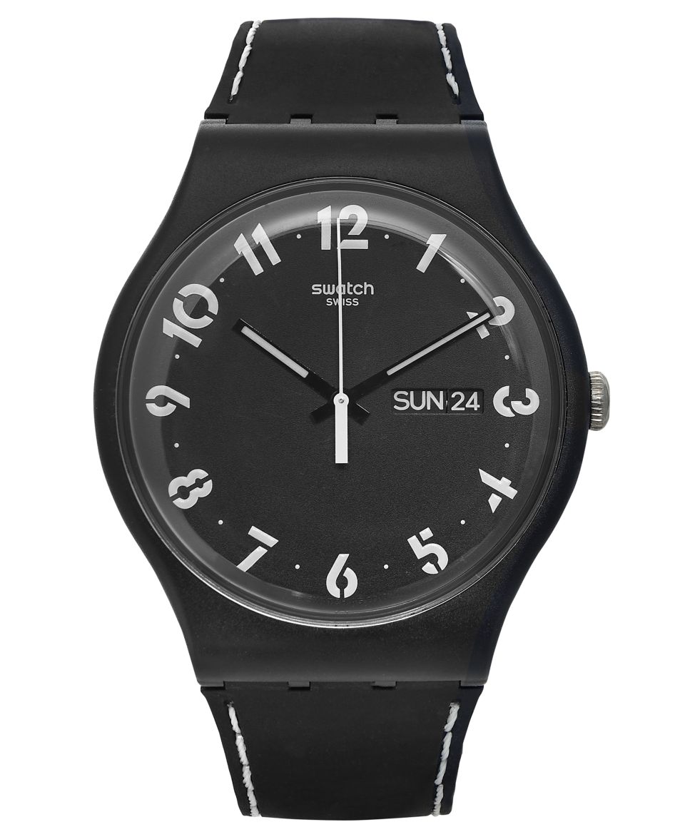 Swatch Unisex Swiss Scoprimi Black Silicone Strap Watch 41mm SUOB711