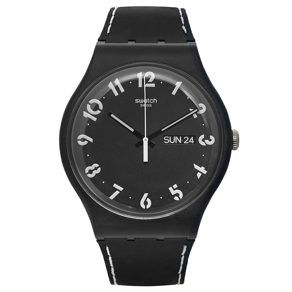 Swatch Unisex Swiss Scoprimi Black Silicone Strap Watch 41mm SUOB711