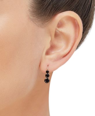 Onyx Graduated Leverback Hoop Earrings in 14k Gold