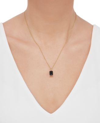 Onyx Emerald-Cut 18 Pendant Necklace in 14k Gold