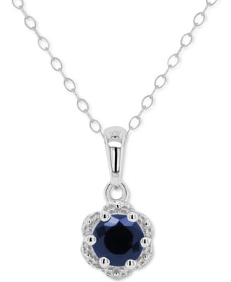 Macy's - Emerald Solitaire Scalloped Edge 18" Pendant Necklace (1/2 ct. t.w.) in Sterling Silver (Also in Ruby & Sapphire)