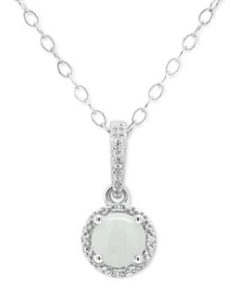 Macy's - Aquamarine Solitaire 18" Pendant Necklace (3/8 ct. t.w.) in Sterling Silver (Also in Opal)