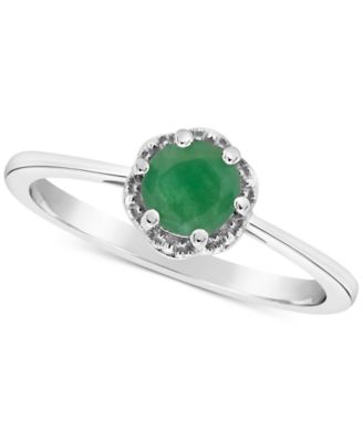 Emerald Six Prong Solitaire Ring (5/8 ct. t.w.) in Sterling Silver (Also in Ruby & Sapphire)