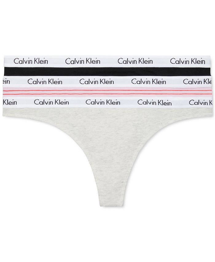 Calvin Klein Carousel Cotton 3-Pack Thong Underwear QD3587 & Reviews - All  Underwear - Women - Macy's