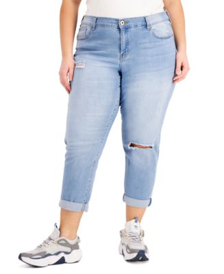 Celebrity Pink Trendy Plus Size Girlfriend Ripped Cuffed Jeans - Macy's