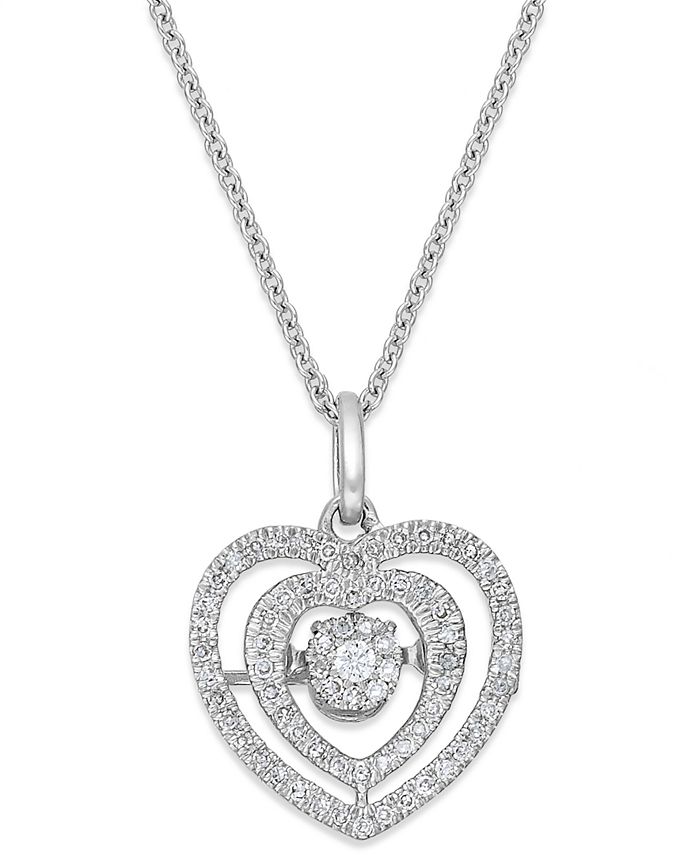 Forever Love Twinkling Diamond Star™ Diamond Nested Heart Pendant ...