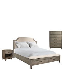 Vogue 3pc Bedroom Set (Queen Bed, Chest & One Drawer Nightstand)