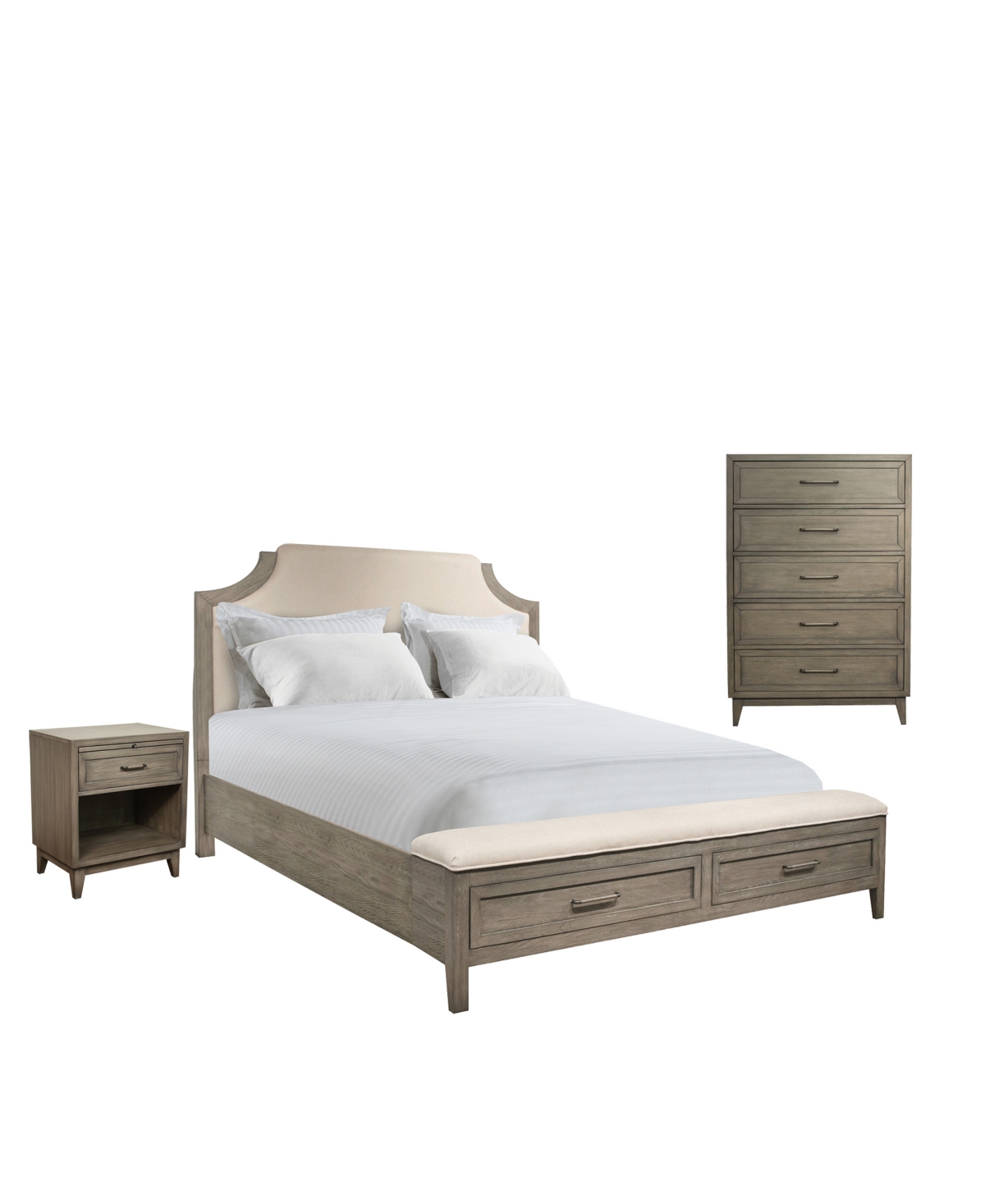 Furniture Vogue 3pc Bedroom Set (queen Bed, Chest & One Drawer Nightstand)