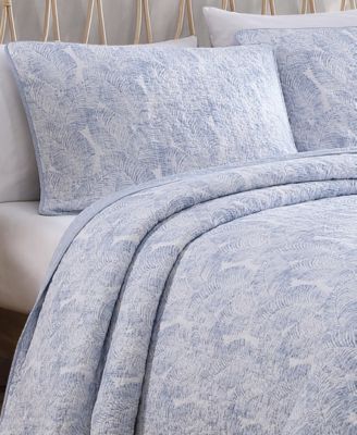 CLOSEOUT! Distressed Water Leaves 3-Pc. Quilt Set, King