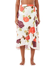 Floral-Print Wrap Skirt Cover-Up