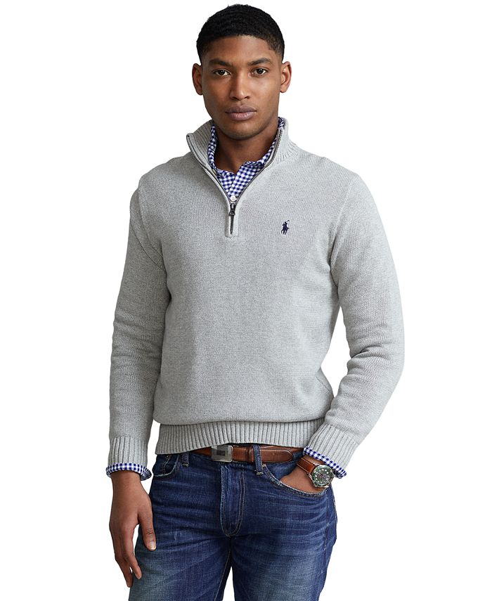 Polo Ralph Lauren Cotton Quarter-zip Sweater & Reviews - Sweaters - Men -  Macy's