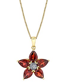 Rhodolite Garnet (4-1/4 ct. t.w.) & Diamond Accent Flower 18" Pendant Necklace in 10k Gold