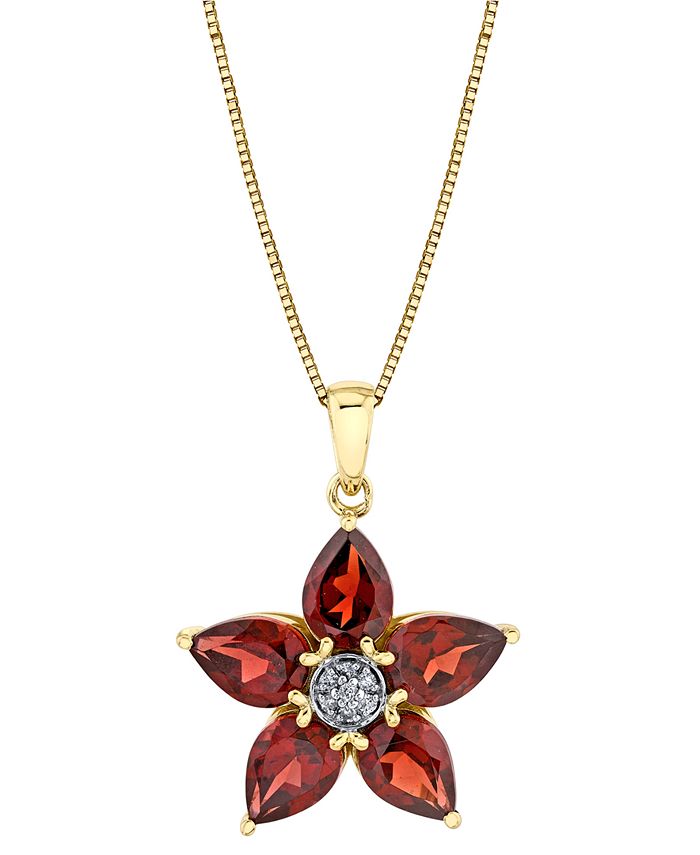 Macy s Rhodolite Garnet 4 1 4 ct. t.w. Diamond Accent Flower