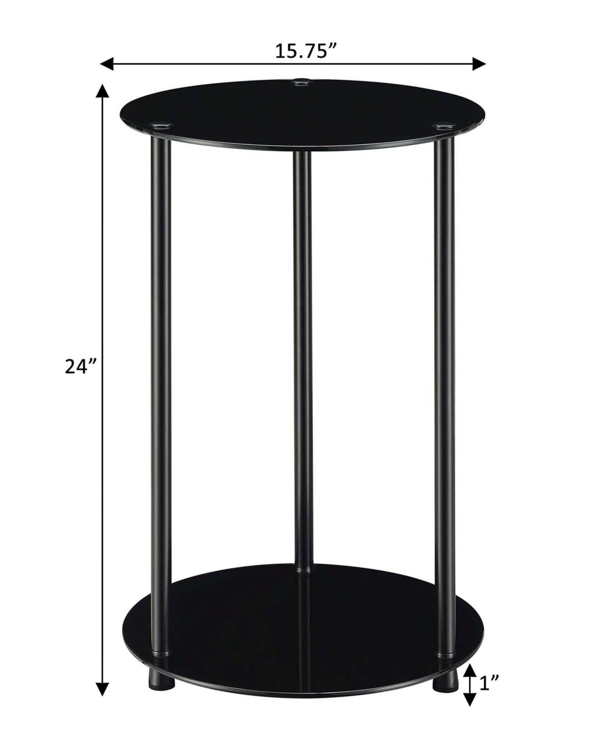 Convenience Concepts 15.75" Glass Designs2go 2 Tier Round End Table In Glass