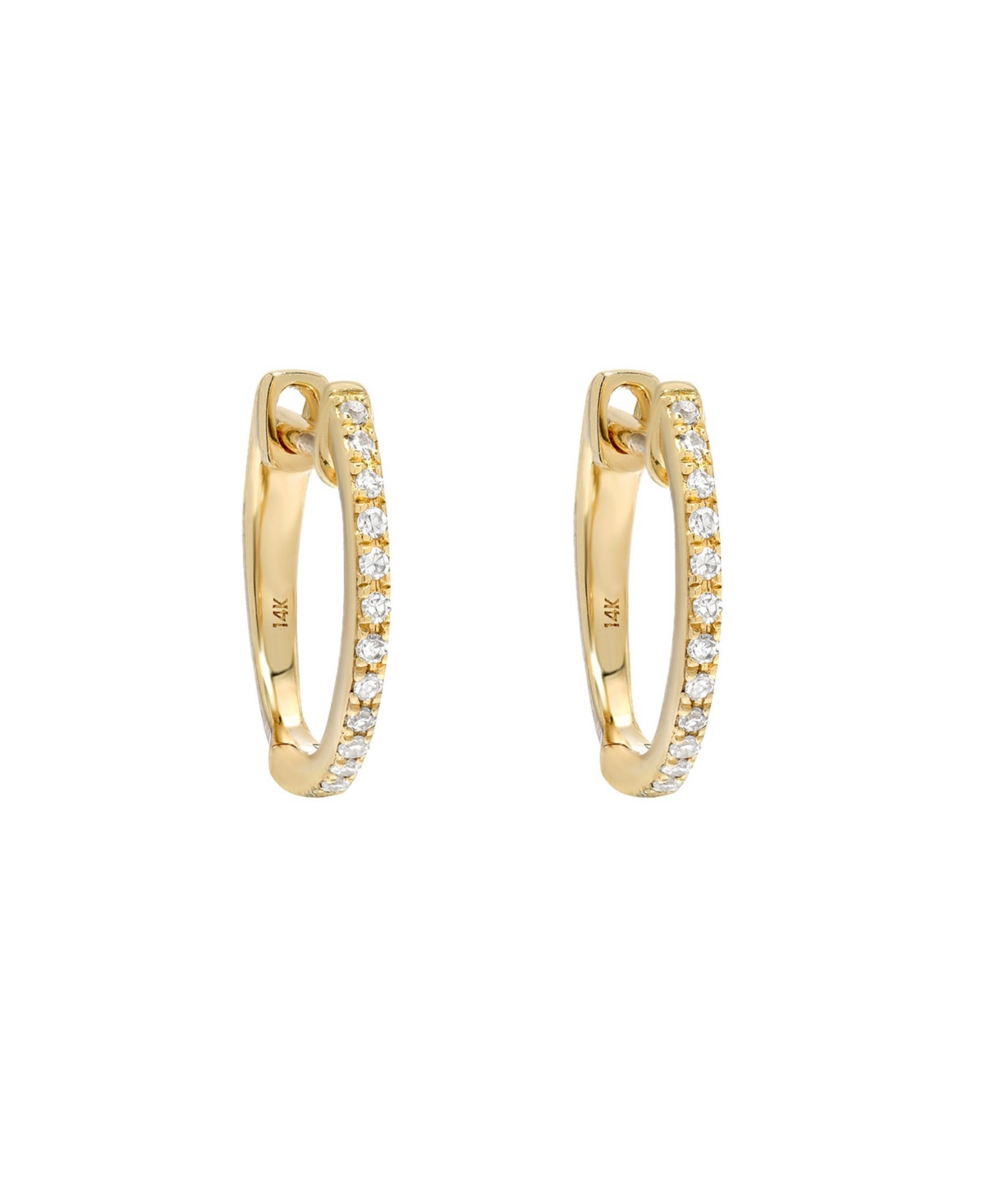 14K Gold Diamond Huggie Earrings - Gold