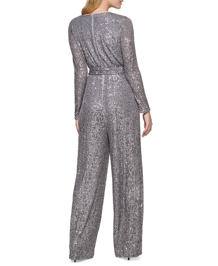 Eliza J Sequin Wrap Jumpsuit Macy's