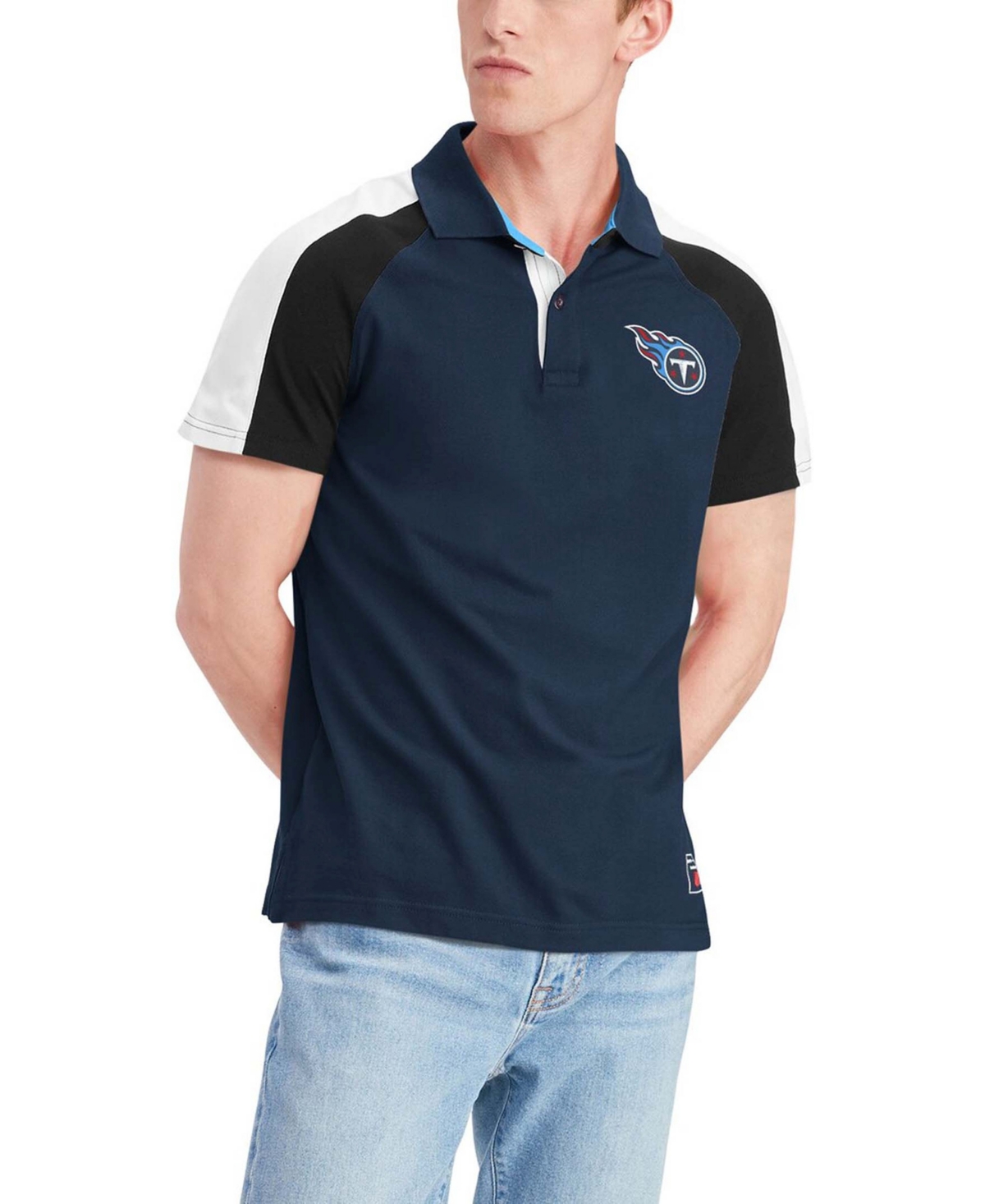Shop Tommy Hilfiger Men's Navy And White Tennessee Titans Holden Raglan Polo Shirt In Navy,white