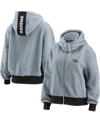 WEAR by Erin Andrews Women's Gray Baltimore Ravens Sherpa Full-Zip Hoodie  Jacket - Macy's