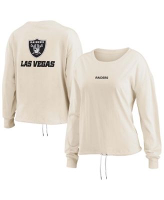 Women's Oatmeal Las Vegas Raiders Long Sleeve Crop Top Shirt