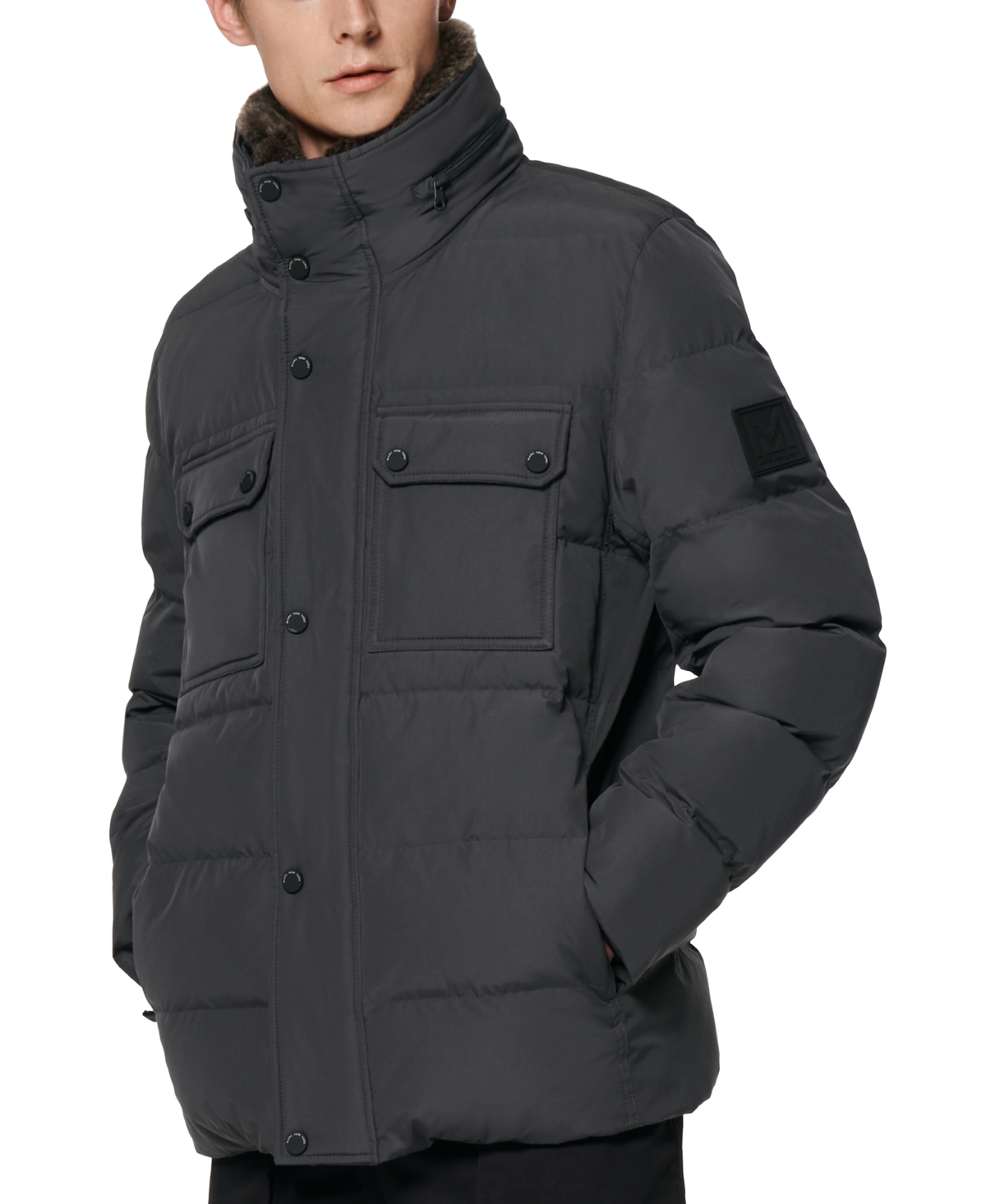 Marc New York Men's Godwin Quilted Trucker Jacket With Removable Faux-fur Trim In Charcoal