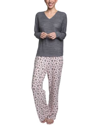 Muk Luks - Butter-Knit V-Neck & Flare-Leg Pants Lounge Set