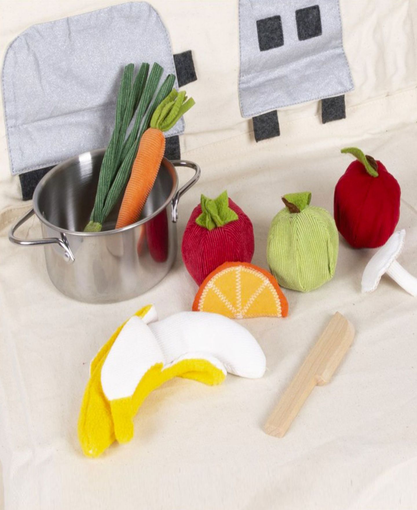 Детский игровой набор Salus Brands PopOhVer Plush Fruits and Vegetables 12-Piece Food Playset, Ages 3+ — фото 3