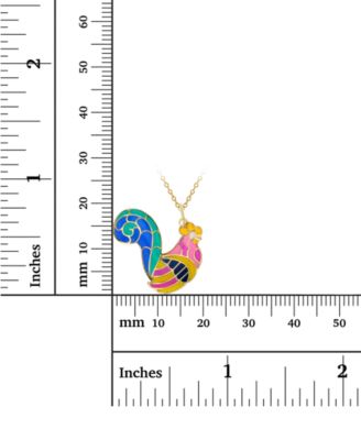 Enamel Rooster 18" Pendant Necklace in 14k Gold