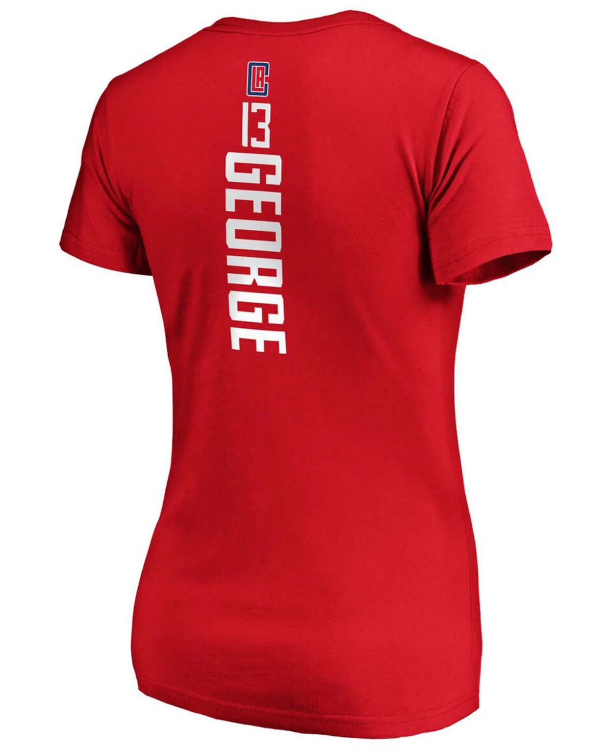 Women's Paul GeorgeLa Clippers Playmaker Logo Name Number V-Neck T-shirt - Red
