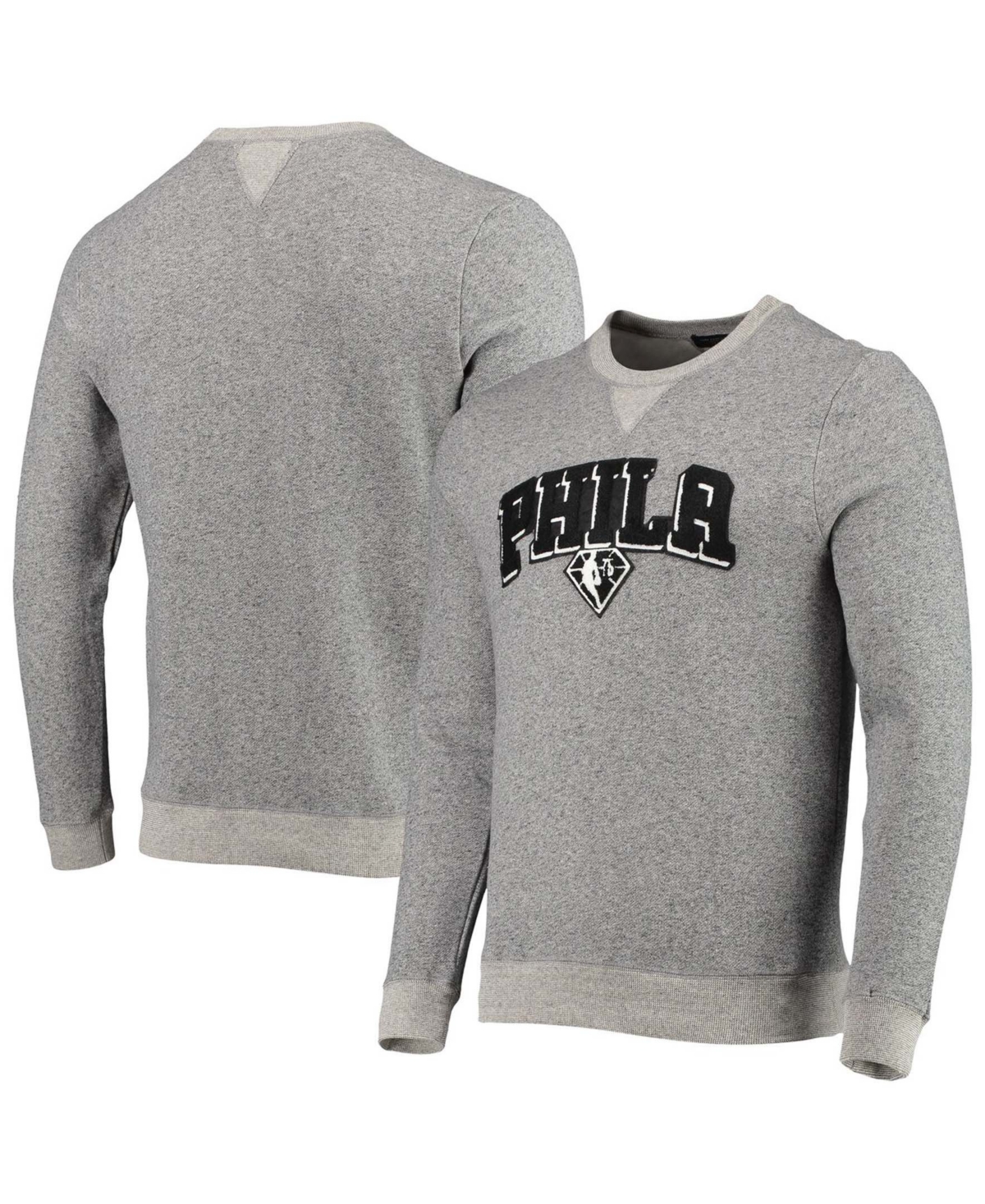 Men's Heathered Gray Philadelphia 76ers Marled French Terry Pullover Sweatshirt - Heathered Gray