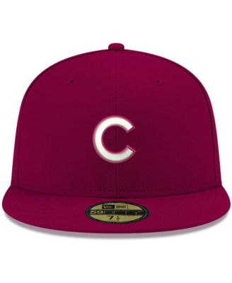 Men's Cardinal Chicago Cubs Logo White 59FIFTY Fitted Hat
