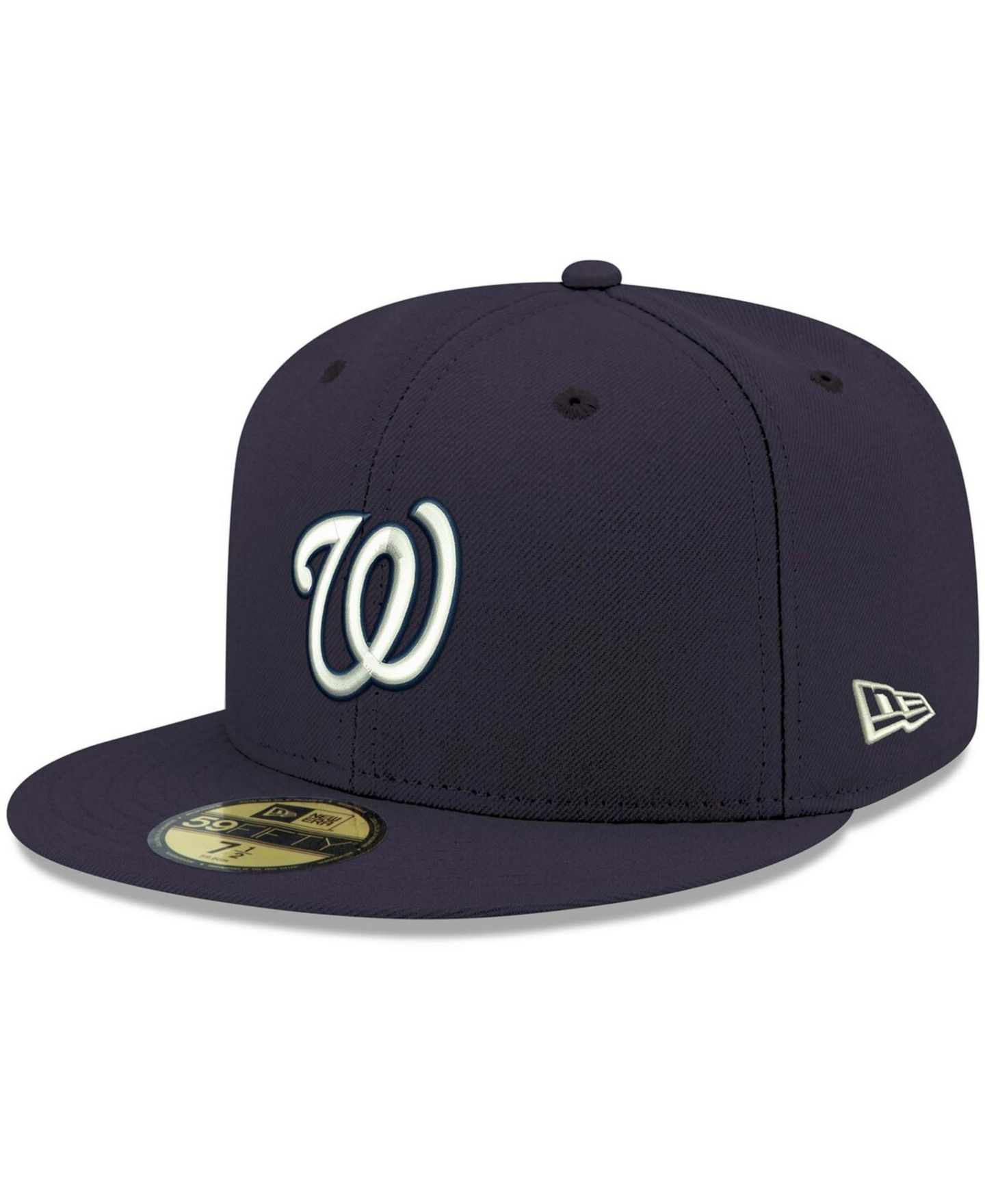 Мужская кепка New Era Navy Washington Nationals Logo White 59FIFTY Fitted Hat — фото 2