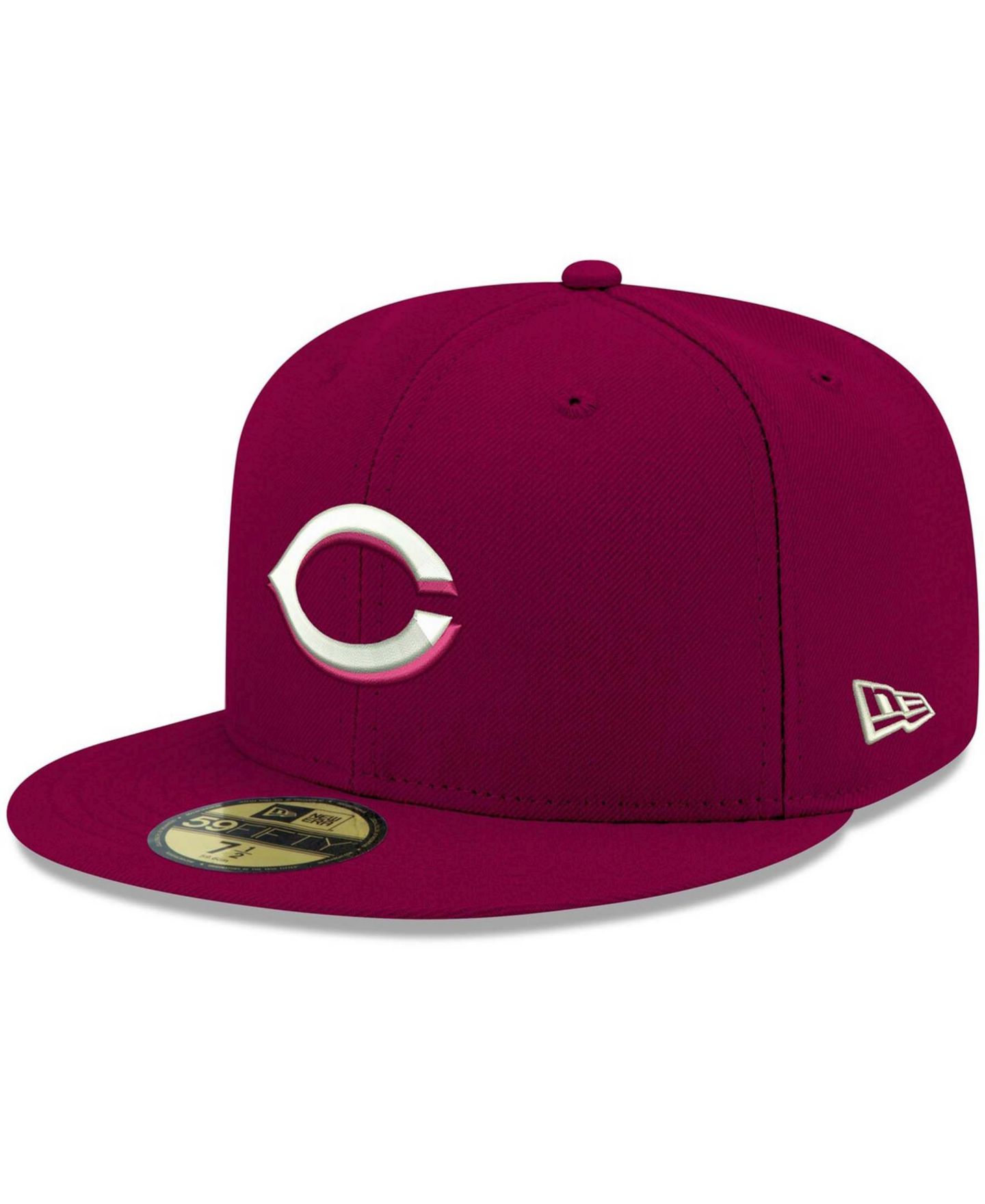 Мужская кепка New Era Cardinal Cincinnati Reds Logo White 59FIFTY Fitted Hat — фото 1