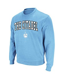 Men's Blue Citadel Bulldogs Arch Logo Crew Neck Sweatshirt