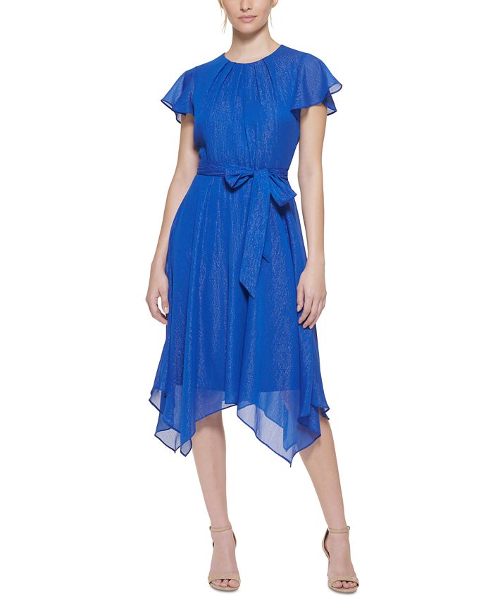 Jessica Howard Petite Flutter-Sleeve Midi Dress - Macy's