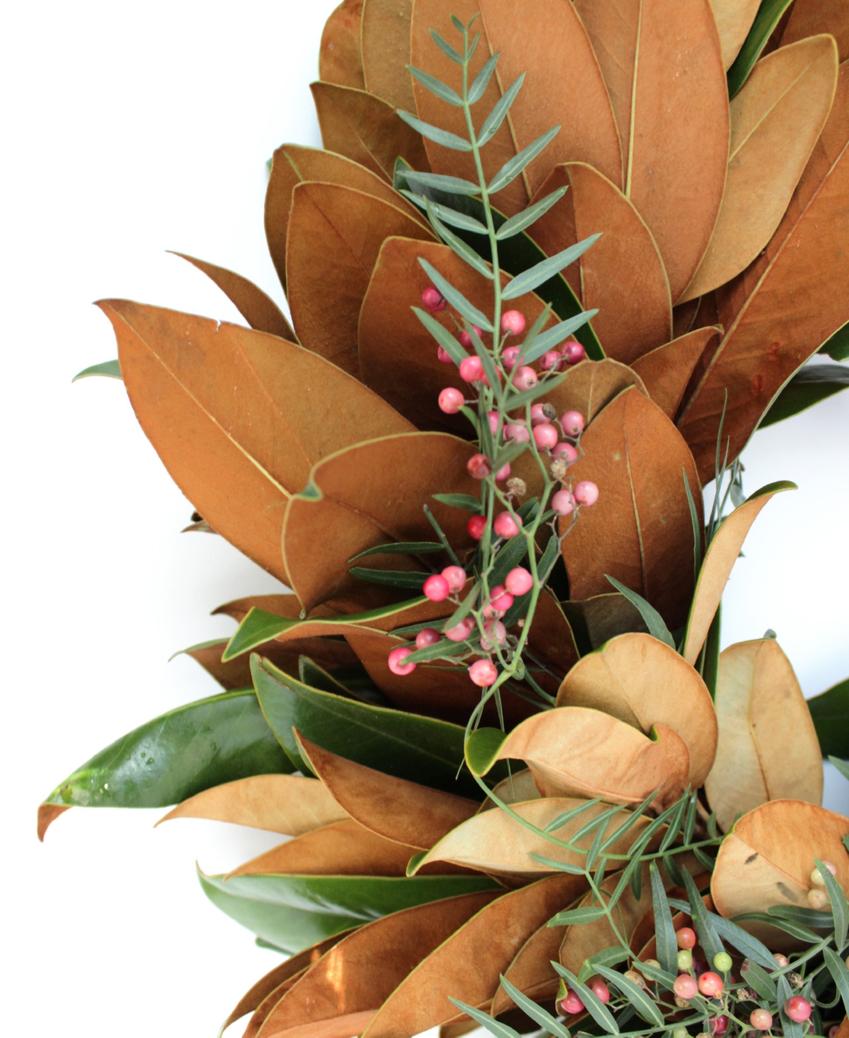 Magnolia Supply Co Fresh Magnolia And Pepperberry Wreath, 20" In No Color