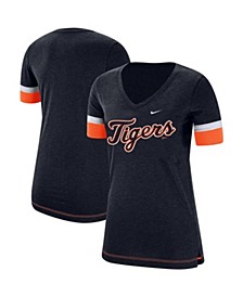 Women's Navy Detroit Tigers Mesh V-Neck T-Shirt