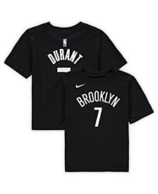 Preschool Boys and Girls Kevin Durant Black Brooklyn Nets Team Name and Number T-shirt