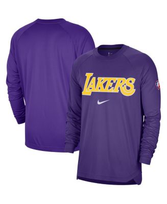 Nike Men's Purple Los Angeles Lakers 75th Anniversary Pregame Shooting Performance Raglan Long Sleeve T-Shirt - Purple