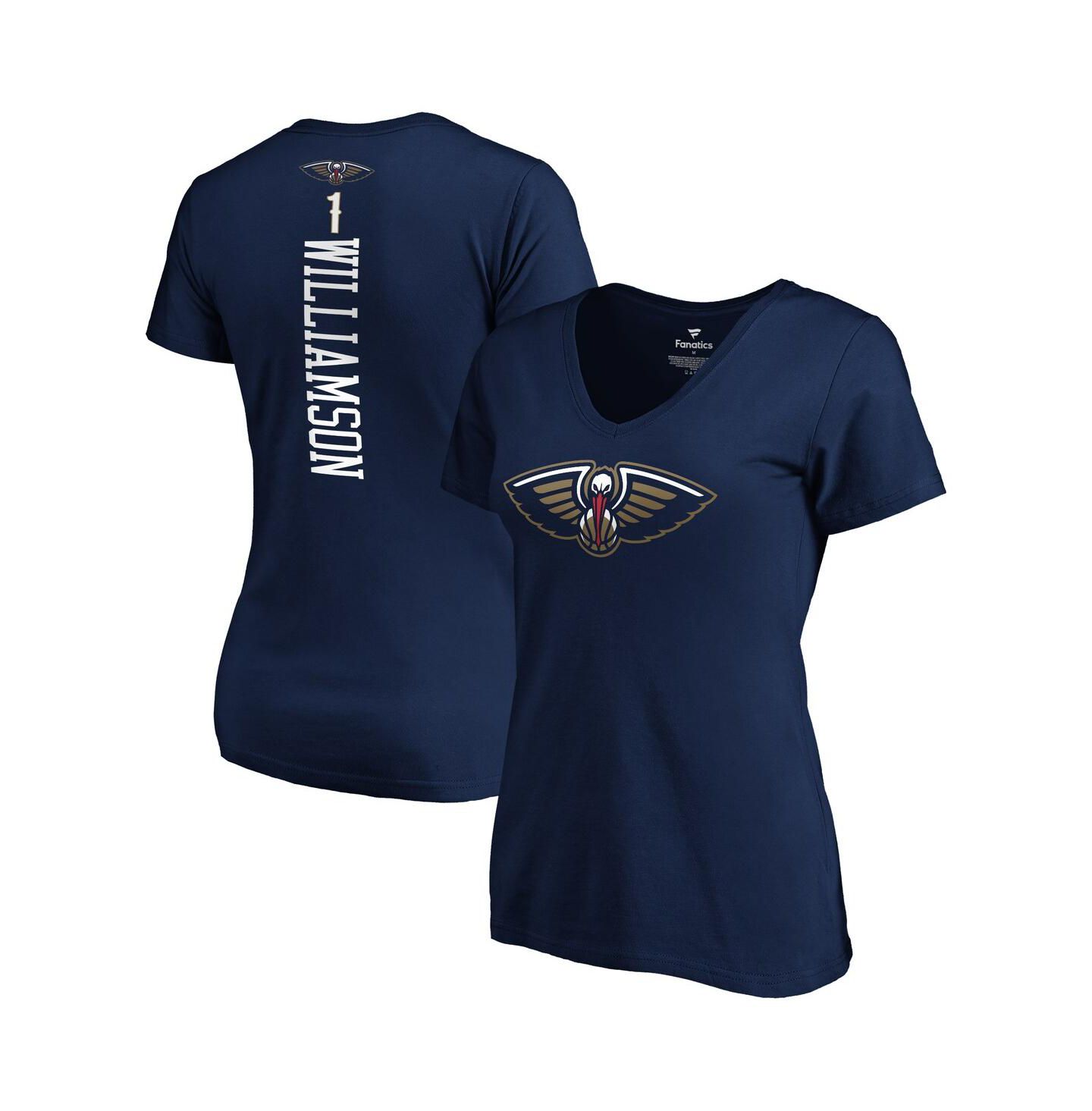 Женская футболка Fanatics Zion Williamson Navy New Orleans Pelicans 2019 Nba Draft Playmaker Name & Number V-Neck — фото 2