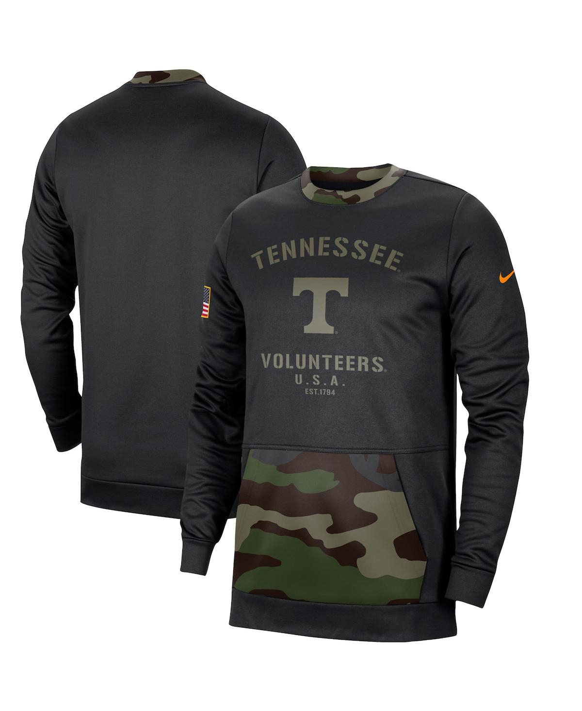 Shop Nike Men's Black, Camo Tennessee Volunteers Military Appreciation Performance Pullover Sweatshirt In Black,camo