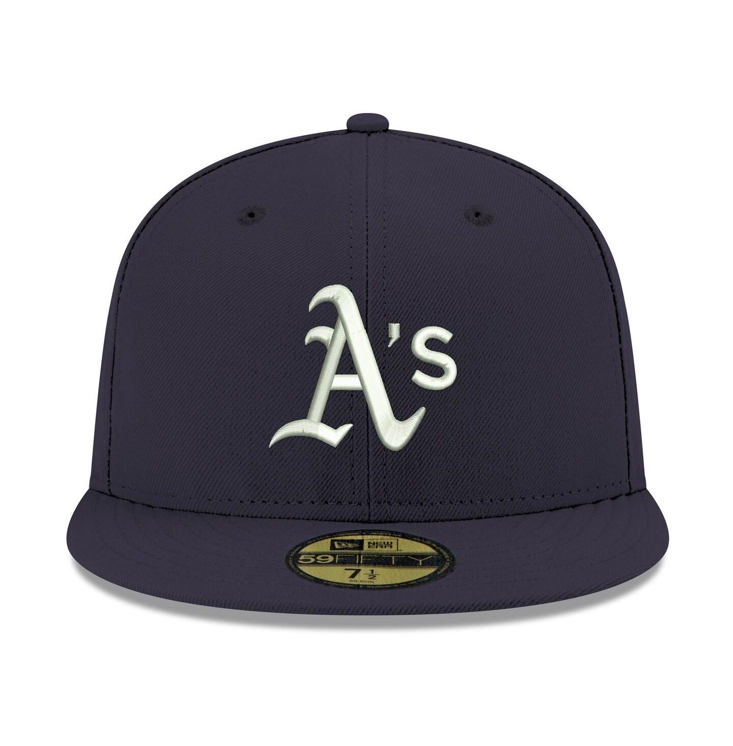 Мужская кепка New Era Navy Oakland Athletics Logo White 59FIFTY Fitted Hat — фото 3