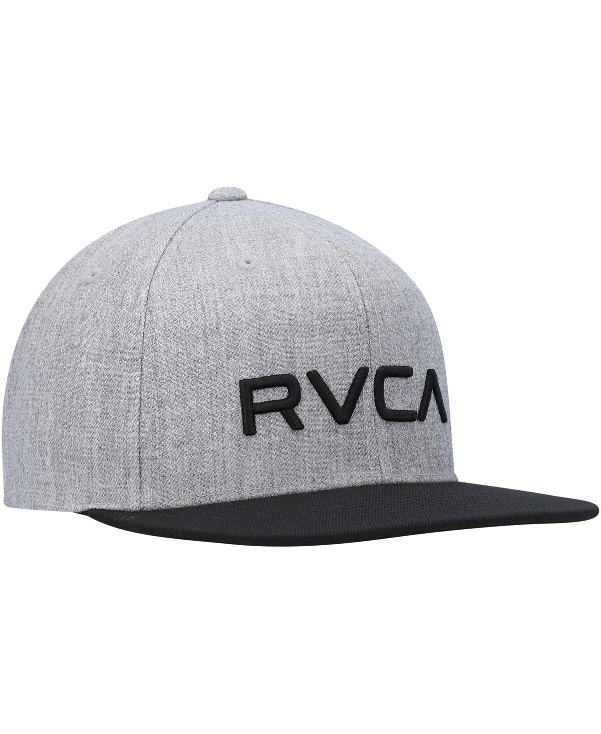 Shop Rvca Men's Heathered Gray And Black Twill Ii Snapback Hat In Heathered Gray,black