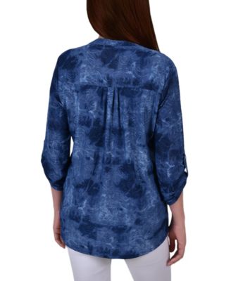 売れ筋商品|||ニューヨークコレクション カットソー トップス レディース Petite Pintuck Roll Tab Sleeve Top Mauve Tie Dye ニューヨークコレクション レディース カットソー トップス