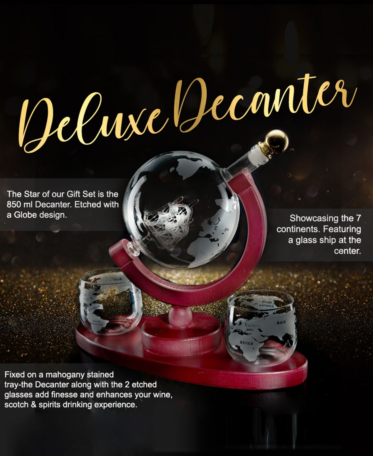 Whiskey-Wine Globe 16 Piece Gift Set