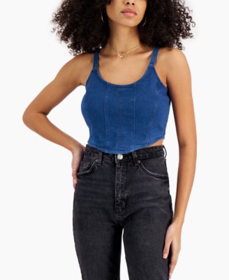 Derek Heart - Juniors' Denim Crop Top