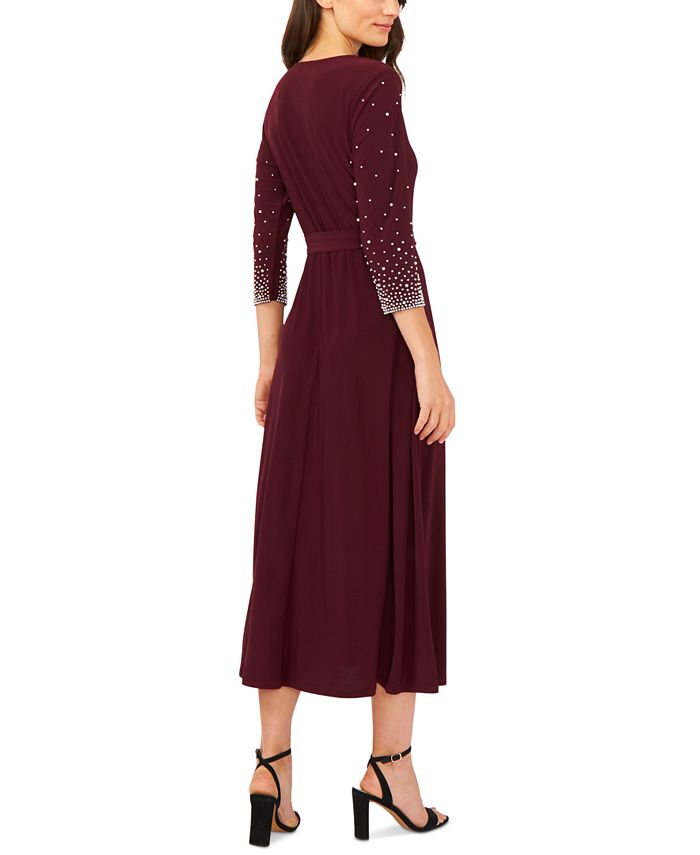 MSK VNeck Beaded Midi Dress & Reviews Dresses Women Macy's