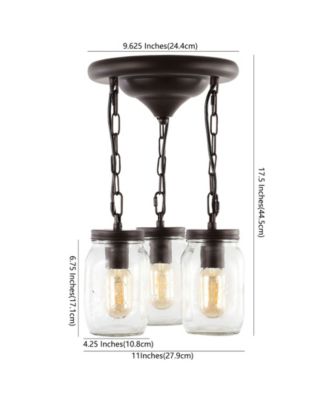 Gaines 3-Light Farmhouse Industrial Iron Mason Jar LED Semi Flush Mount
