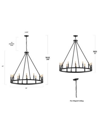 Gio 12-Light Iron Classic Industrial Ring LED Chandelier