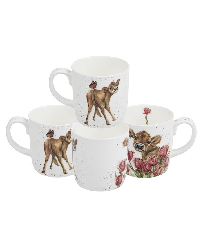 Wrendale Designs Royal Worcester: Set Di 4 Ciotole In Porcellana Da 15.2 Cm - Volpe, Tasso, Riccio E Gufo Per Colazione E Dessert