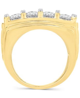 Men's Diamond Vertical Cluster Ring (7 ct. t.w.) in 10k Gold